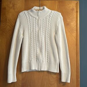 Talbots Women’s 100% Cotton Full Zip Sweater, Size Small, Made in Korea